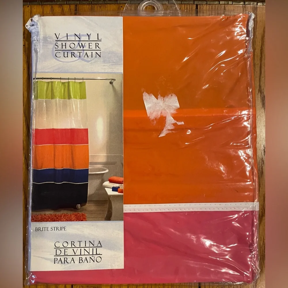 NEW Cortina De Vinil Shower Curtain, Brite Stripe color, standard size